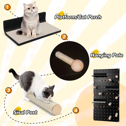COZIWOW DIY Wall-Mounted Cat Climber Set Cat Wall Steps Climbing Frame Furniture - Picture 14 of 16