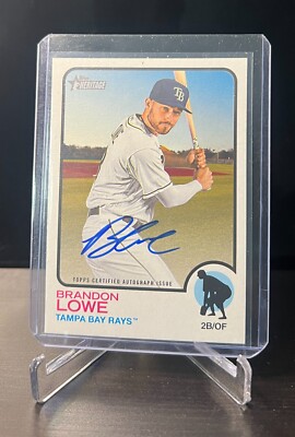 Brandon Lowe 2022 Topps Heritage Real One Autograph #ROA-BL Auto Signature Rays