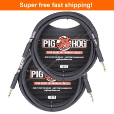 2 Pack Pig Hog PH10 Tour Grade 1/4-1/4inch 10ft 8mm Instrument Cable Black - NEW