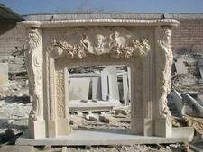 BEAUTIFUL HAND CARVED MARBLE ESTATE FIREPLACE MANTEL - MBR103