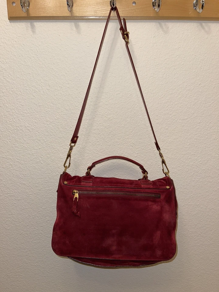 PROENZA SCHOULER PS1 малиновая замша бахрома, Messenger сумочка через плечо клюква - Изображение 2 из 4