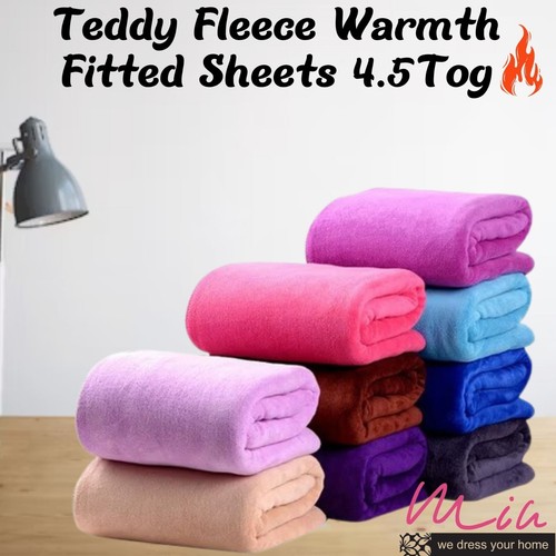 Sábana de cama de lana polar de peluche acogedora cálida extra profunda 30 cm cama doble tamaño - Imagen 2 de 87