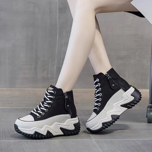 Scarpe per donna con zeppa interno 10cm con lacci piattaforma doppia da 35 a 40 - Foto 3 di 7