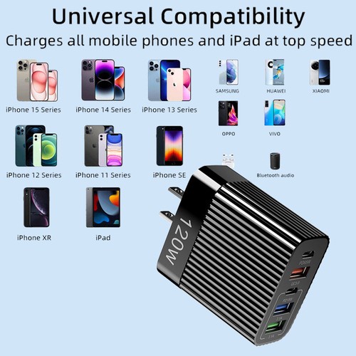 120W PD Fast Charger Charging Cable For Samsung Galaxy Z Fold6 5 4 Flip3 S24 S23 - Photo 5 sur 14