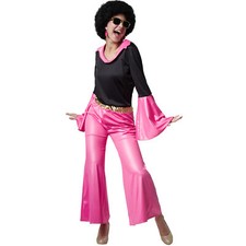 Kostüm Damen Disco Sternchen 70er 80er Schlaghose Pink Party Fasching Karneval