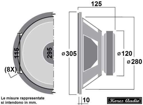 Kores Audio KJ-124 Woofer/Sub 12" Pollici 30/31 Cm 4 Ohm 500W Peak 200W RMS - Imagen 2 de 9