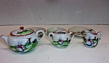 8 Piece Set Childs Porcelain Tea Set Dutch Country-Side. Tea Pot W/Lid, Creamer