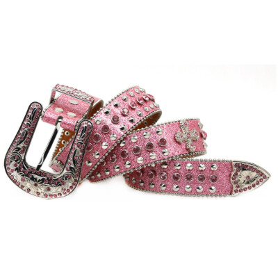Western Leather Belt Bling Rhinestone Cowboy Cowgirl Y2K  display picture 2