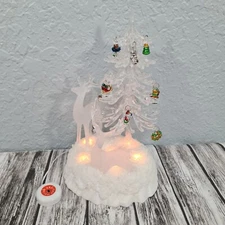 Christmas Decor Light Up Clear Tree With Deers Christmas Tabletop Decoration