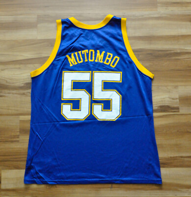 Dikembe Mutombo Denver Nuggets Champion Jersey Blue NBA Men 48 XL