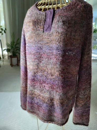 J JILL Sweater Women's S Purple Knit Snap Buttons Round Neck Rolled Hem Casual