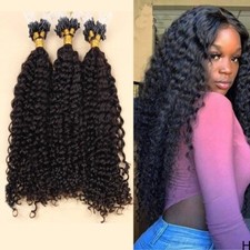Long Mongolian Kinky Curly Micro Loop Human Hair Extension Micro Beads Hair 100g