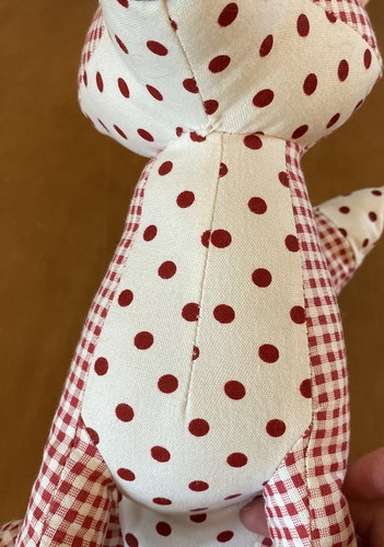 Red And White Plaid Fox Weighted Doorstop 11" - Picture 4 of 7