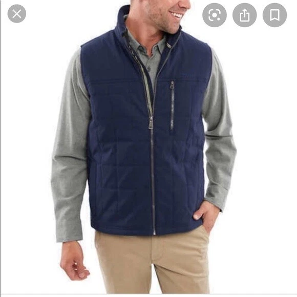 ORVIS CLASSIC COLLECTION NAVY BLUE BLACK GRAY QUILTED VEST S XL