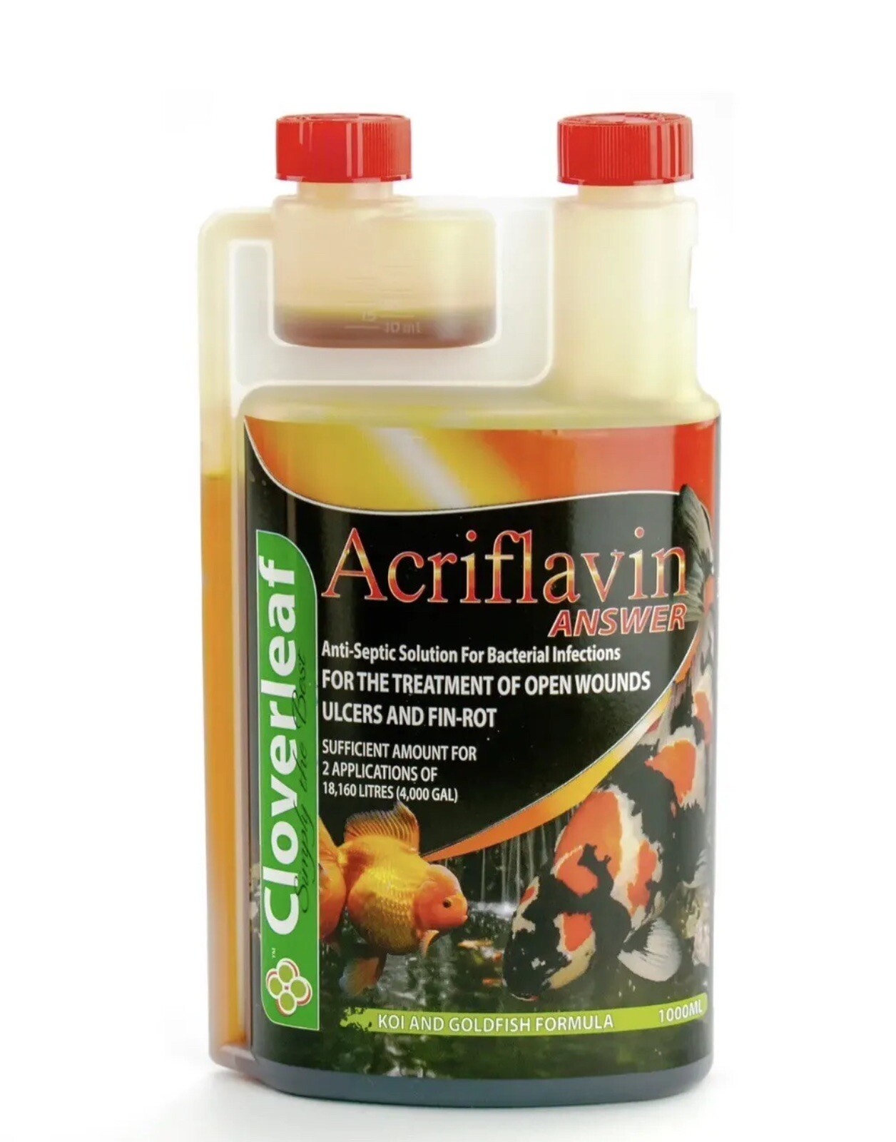 CLOVERLEAF 1L LITRE ACRIFLAVINE ANSWER POND WATER TREATMENT ULCER WOUND KOI FISH