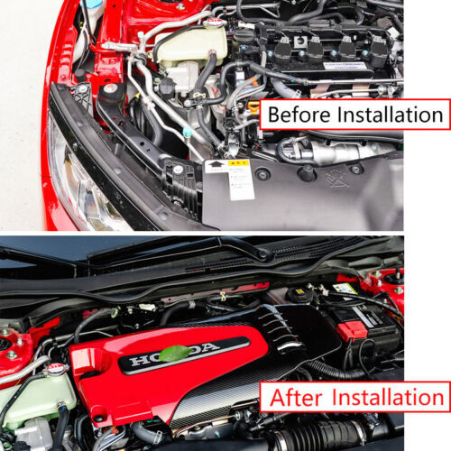 Red+Carbon Fiber Front Engine Hood Bonnet Protector For Honda Civic 1.5T 2016-22 - Picture 12 of 13