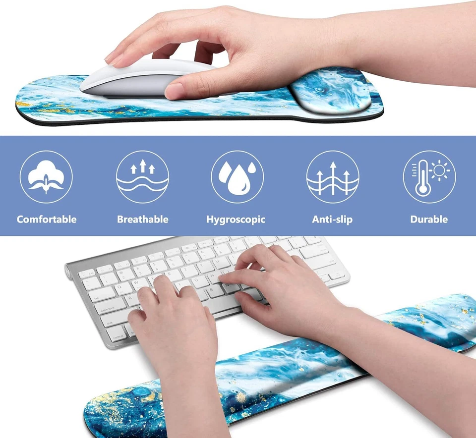 Mouse Pad with Wrist Support and Keyboard Wrist Rest Durable Memory Foam Nonslip - Image 2 of 4