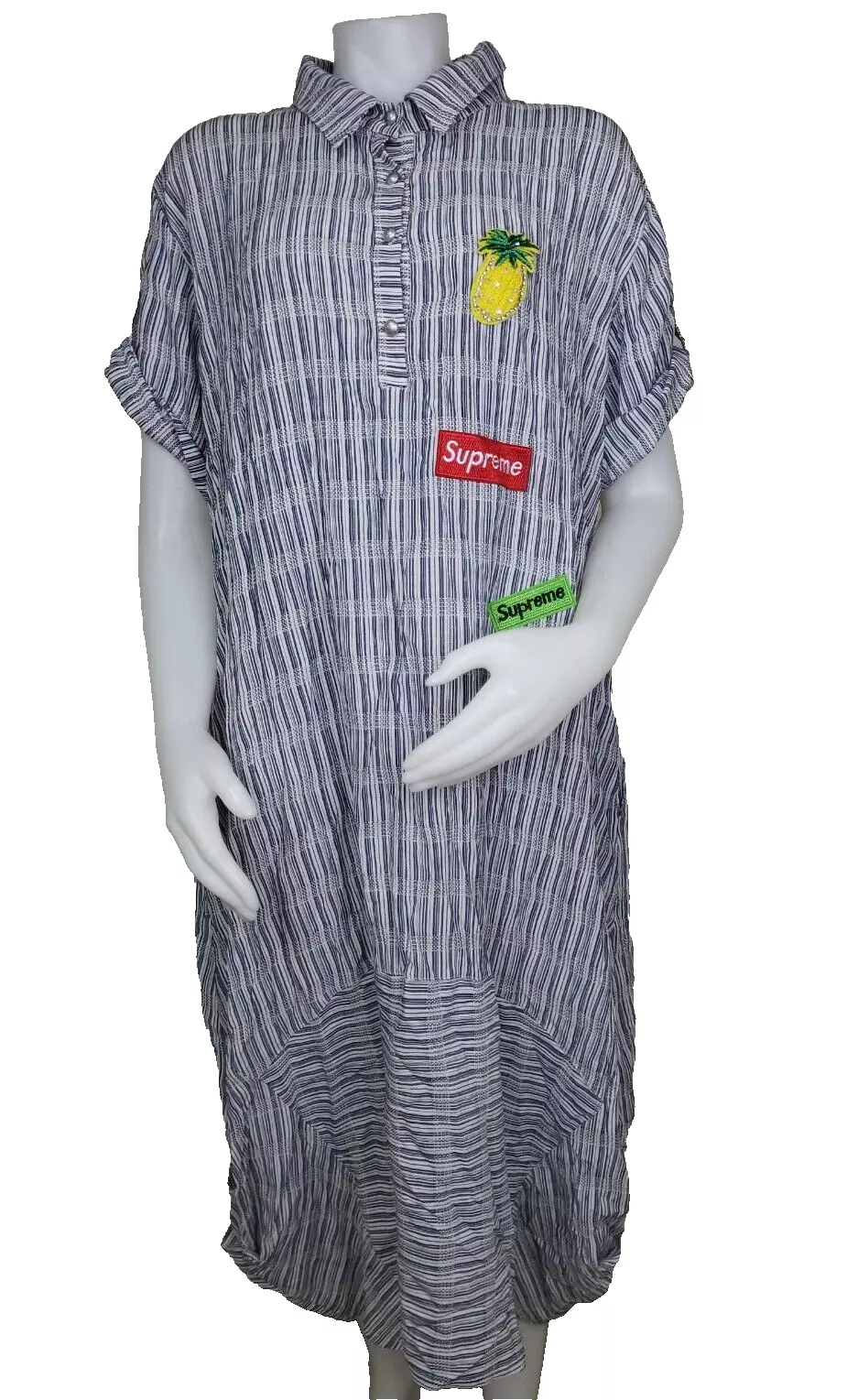 Robe Maya Longa x Supreme femme L rayée manches courtes ourlet asymétrique