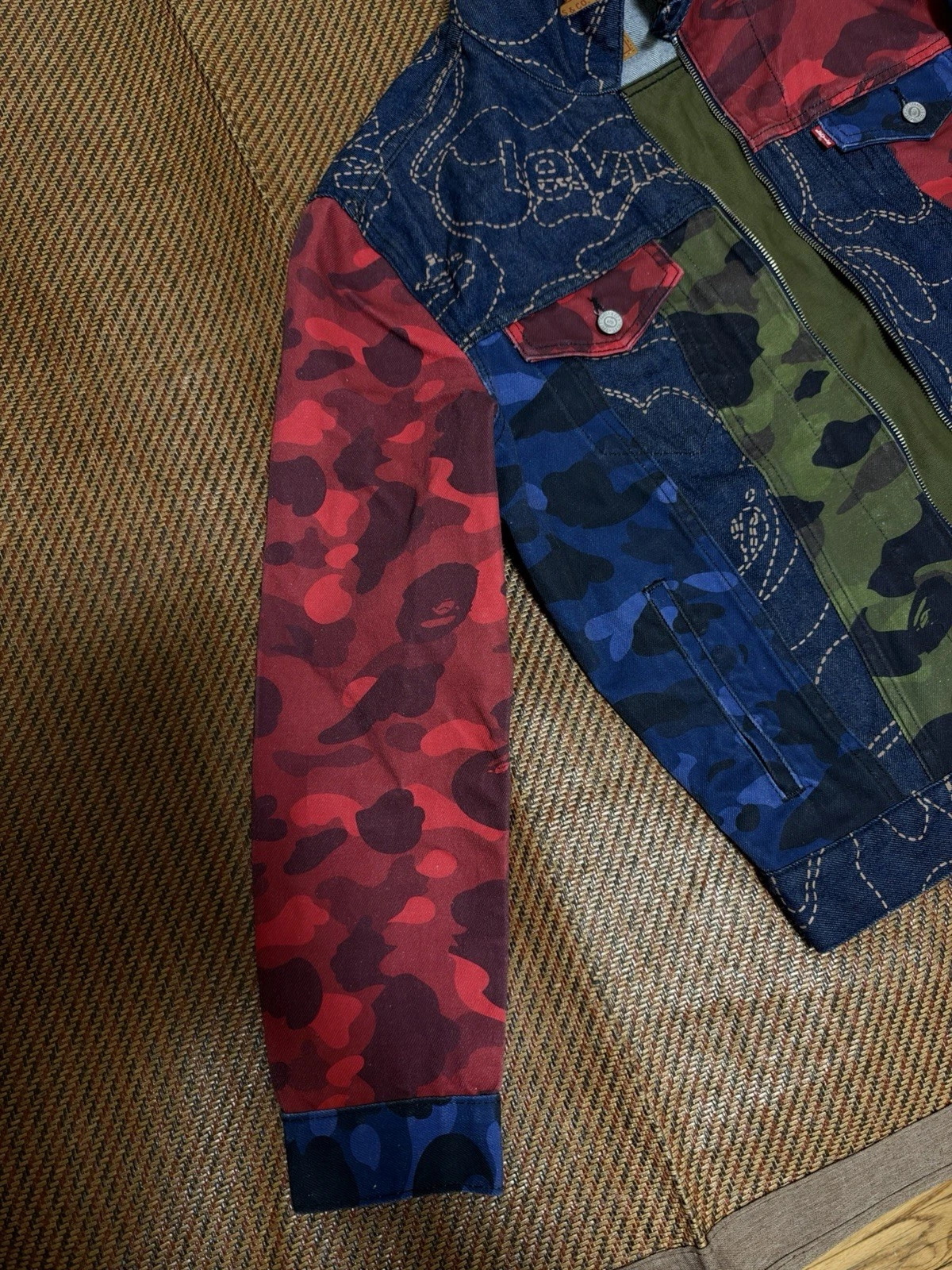 BAPE x Levi’s SS21 Multicolor Camo Denim Trucker Jacket Men’s Size Medium - product detail image 2