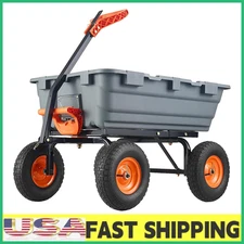 Wheelbarrow and Garden Cart with 800 lbs,10”Wheels,180° Rotating Handle for Lawn