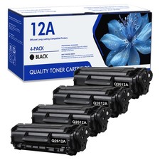 4 PACK Q2612A For HP 12A Toner Cartridge LaserJet 1020 1018 1010 1012 3050 3020