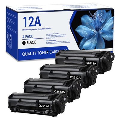 4 PACK Q2612A For HP 12A Toner Cartridge LaserJet 1020 1018 1010 1012 3050 3020