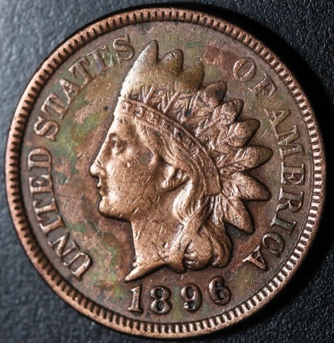 1896 INDIAN HEAD CENT - With LIBERTY & DIAMONDS - XF EF