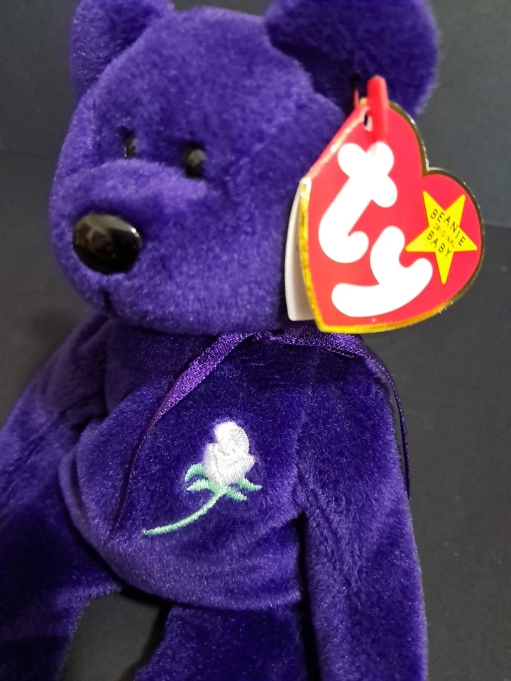 罕见第 1 版 Ty 豆豆娃戴安娜熊公主 1997 年带 PVC PELLETS 罕见 — 第 2/4 张图片