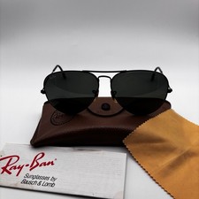 Vintage Ray-Ban B L Black Aviator Sunglasses G-15 Lenses USA w/ Case  Cloth