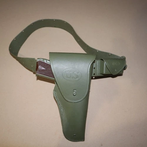 Vintage MARX 45 cal. Automatic US Army 1911 Toy w/ US Holster & Belt WWII GI's