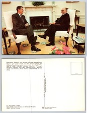 Ronald Reagan Menachem Begin 1981 Oval Office White House Political Postcard