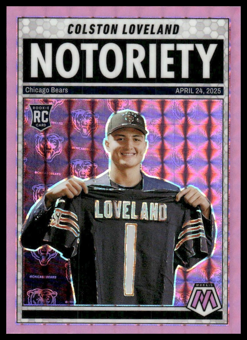 2025 Panini Mosaic #24 Colston Loveland Notoriety Mosaic Pink