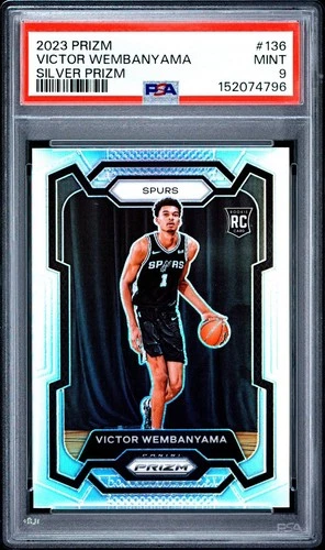 2023-24 Victor Wembanyama Rookie Silver Prizm #136 PSA 9 San Antonio Spurs Wemby