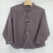 Van Heusen Men's Big Tall 3XLB Burgundy Dress Shirt Stain Shield Long Sleeve