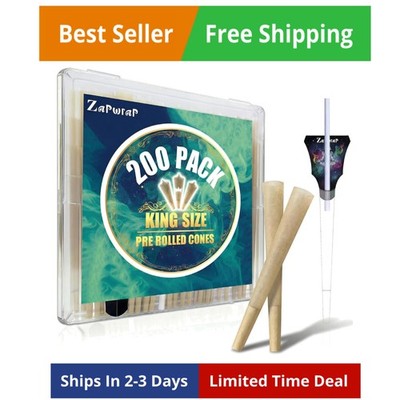 King Size Pre-Rolled Cones   200 Count   108Mm Natural  Paper