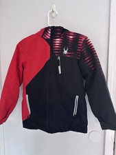 Spyder Boys Ski Jacket Red Black Thinsulate Insulation Hooded Full Zip Size 10