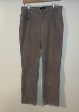 Talbots Corduroy Straight Curvy Leg Pants Grey 5 Pocket Stretch Womens Size 8
