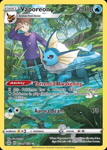 Pokemon Vaporeon (TG02/30) Brilliant Stars Trainer Gallery LP HOLO