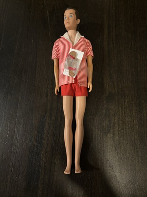 #ad Vintage Mattel 1962 Brunette Ken Doll with Painted Hair Original Outfit Sandals $119.00