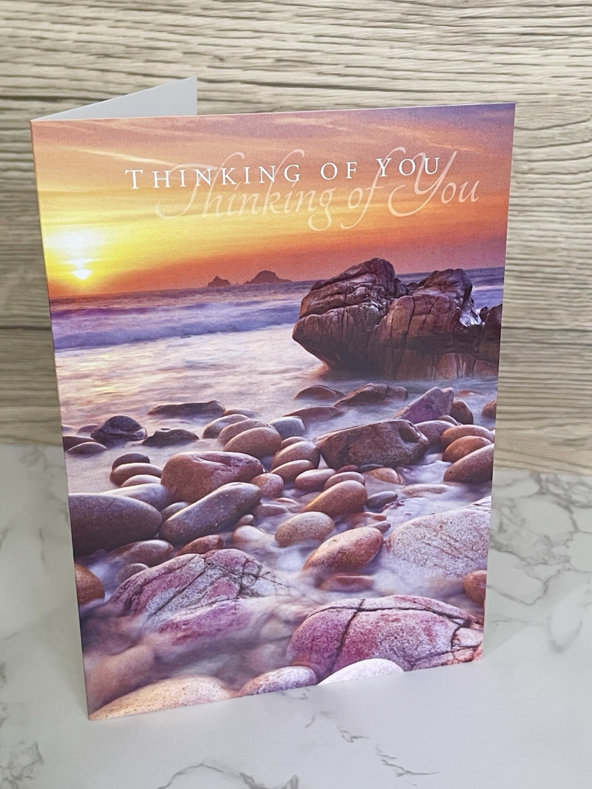 Thinking of You Card Religious Christian Beach Scene Bible Quote