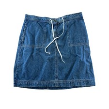 Christopher  Banks Womens Size 10 Medium Wash Denim A-Line Skirt Patch Pockets