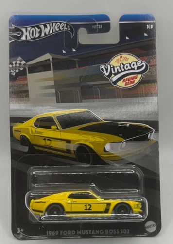 HW Series Vintage Racing Club 1969 Ford Mustang Boss 302METAL BASE CHASE
