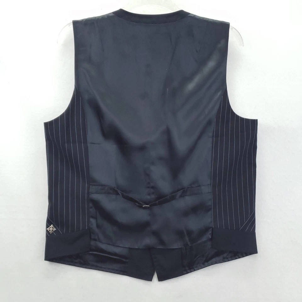 Chaleco Monarchy Negro Para Hombre 44 Negro Chaleco a Rayas Forrado 5 Botones Foto 2 de 4