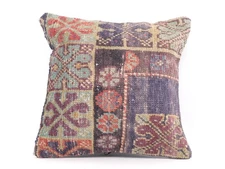 Handwoven Kilim Cushion Cover Turkish Carpet Pillow Case 14x14 Boho Home Decor