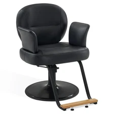 BarberPub Black Salon Chair, Breathable PVC Beauty Chair for Hair Stylist 3082