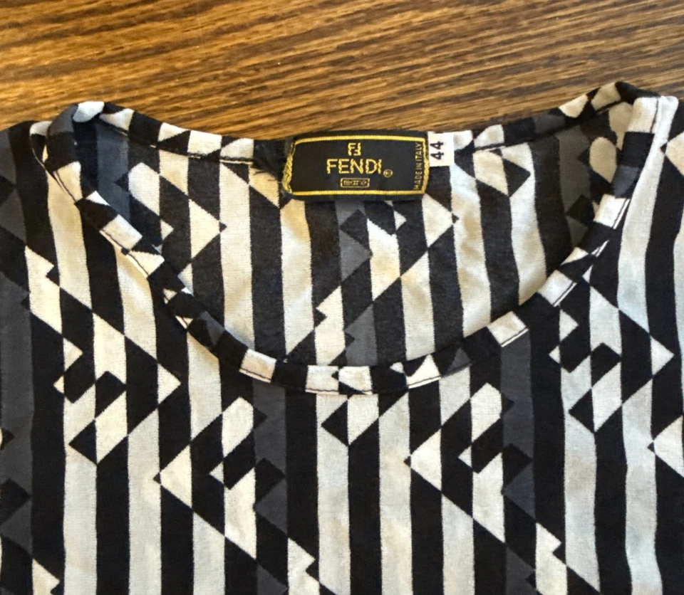 Camiseta Fendi Para Mujer Vintage Estampado Zucca Nylon Talla 44 Hecha en Italia XS Pequeña Foto 2 de 3