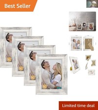 Elegant Distressed White 5x7 Photo Frames - Glass Cover  Wall Mounting Included