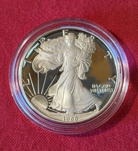 1oz 1986 S American Eagle Walking Liberty  Silver Dollar Proof With COA.