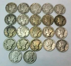 Lot Of 22 Mercury Dimes 90% Silver  Winged Liberty Circulated Ungraded # 115