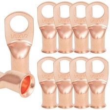 10PCS 1/0AWG - 1/2'' Heavy Duty Copper Terminals,Battery Cable Crimp